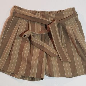 DREW Women's Olive Strip Paperbag Shorts - S